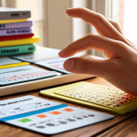 **

Close-up shot of colorful flashcards spread across a wooden desk, some displaying tax codes and accounting terms, illuminated by warm, natural light from a window. A hand is reaching for a card, symbolizing active learning and memorization. In the background, a blurred vision board featuring motivational quotes and career goals adds context.

**