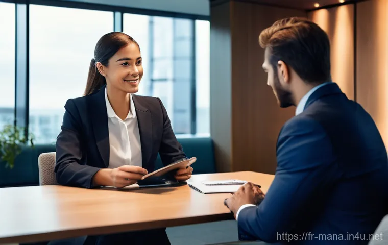 경영지도사와 경영지도사의 업무 도구 - **Prompt 2: Augmented Consulting with AI**
    A sophisticated female consultant, wearing a smart bu...
