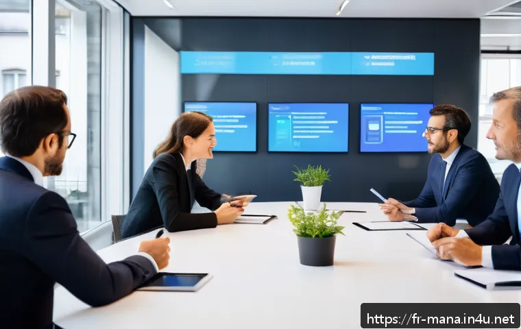 경영지도사와 고객 맞춤형 컨설팅 - A modern French business consultant meeting with diverse company leaders in a bright Parisian office...